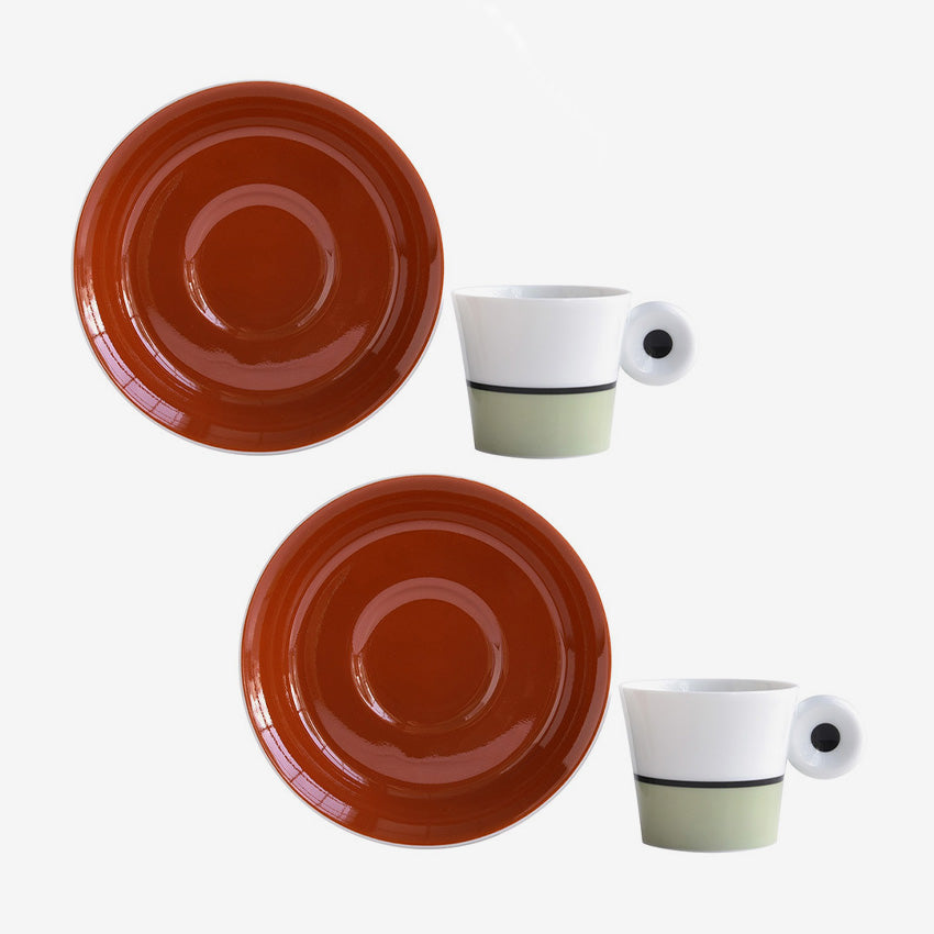 Bernardaud | Irazu Espresso Cups & Saucers - Set of 2 (4 Pcs)