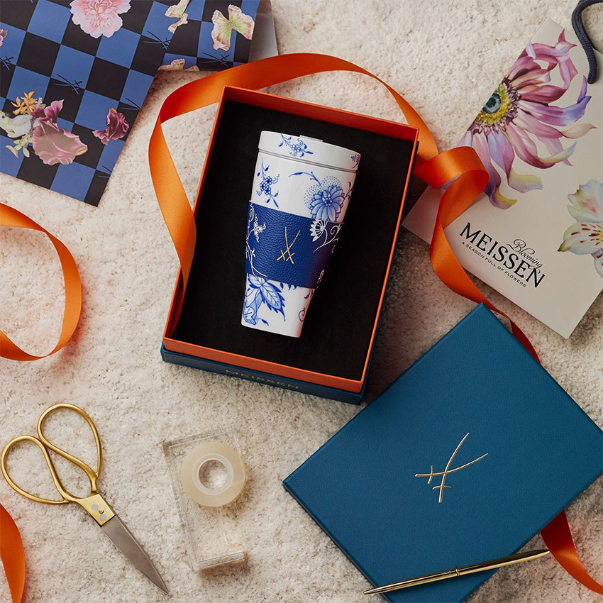 Meissen | Coffee to go mug with porcelain lid and cuff