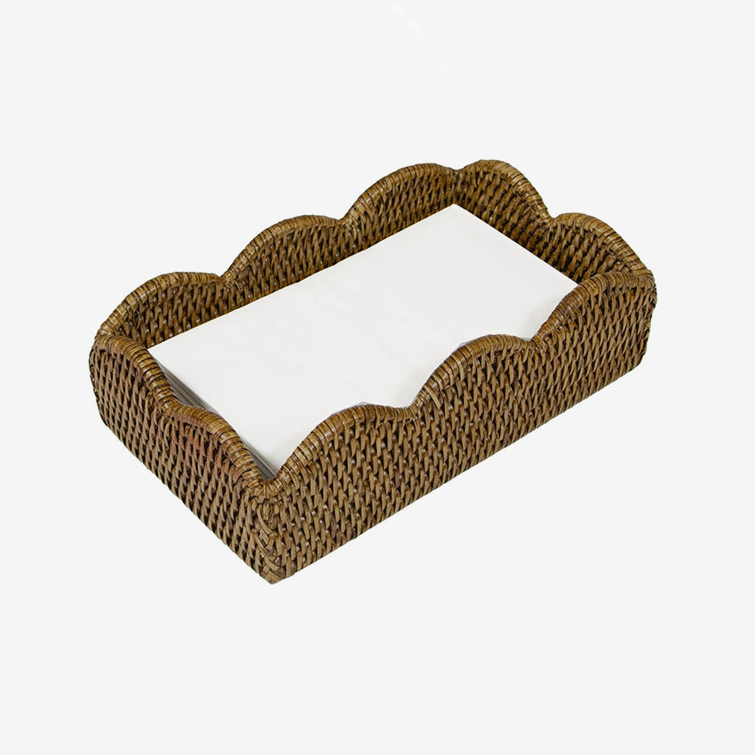 Caspari | Rattan Scallop Guest Towel Holder