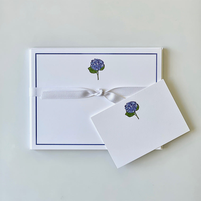 Georgetown Paperie | Hydrangea, Blue - Flat Note Cards