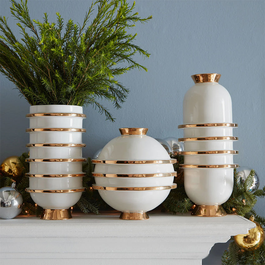 Jonathan Adler | Orbit Urn Vase White/Gold