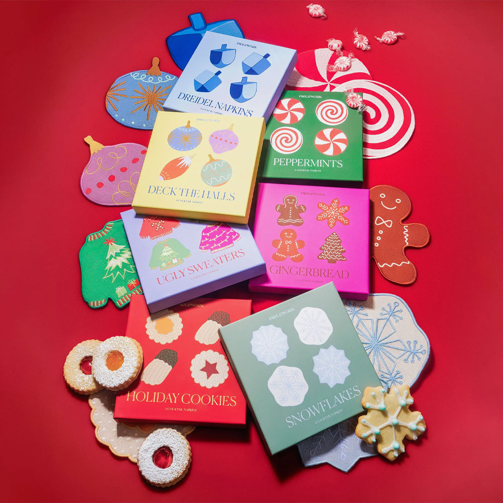 Piecework | Dreidel Cocktail Napkins - Set of 4