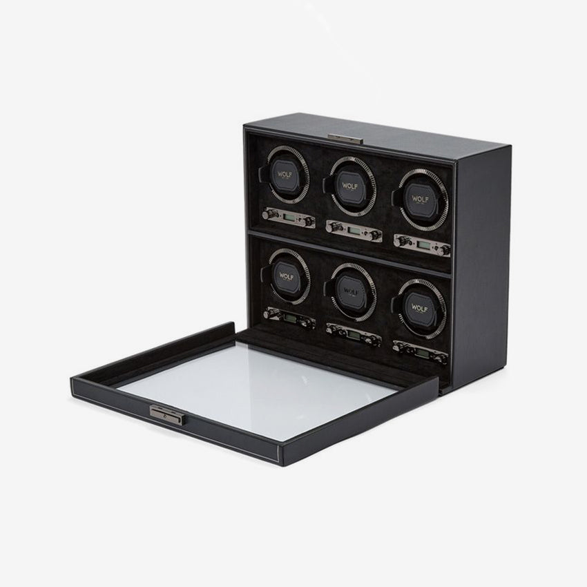 Wolf 1834 | British Racing 6 Piece Watch Winder - Black