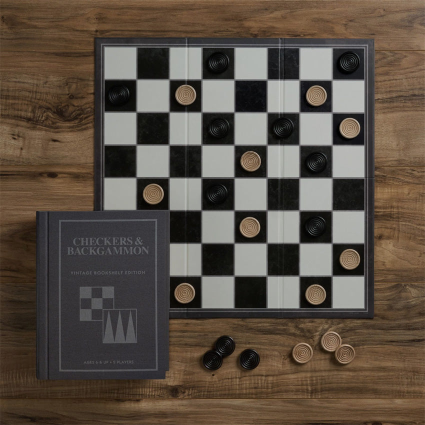 WS Game Company | Checker & Backgammon Vintage Bookshelf Edition