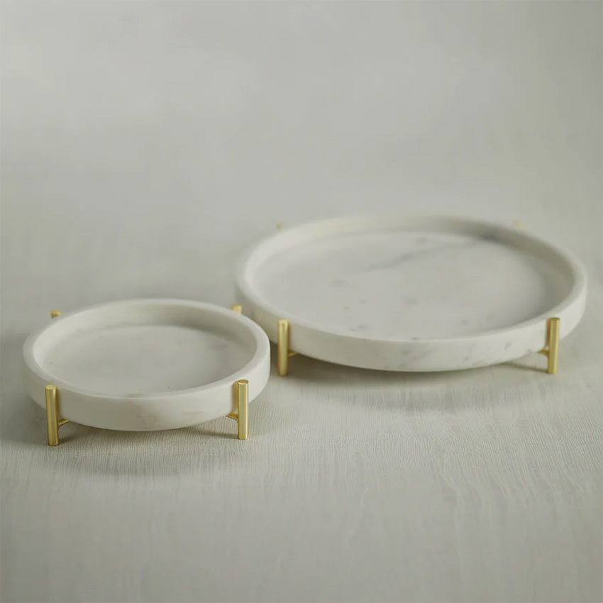 Zodax | Palomar Round Marble Tray on Metal Stand - Large