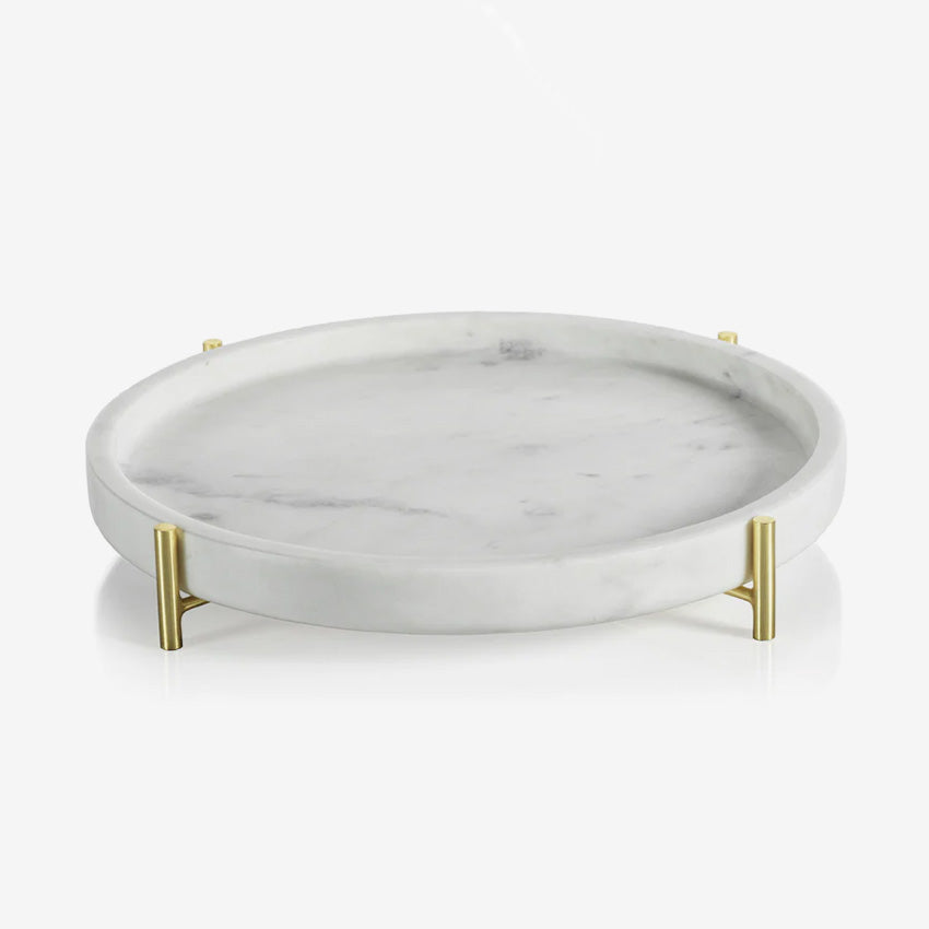 Zodax | Palomar Round Marble Tray on Metal Stand - Large