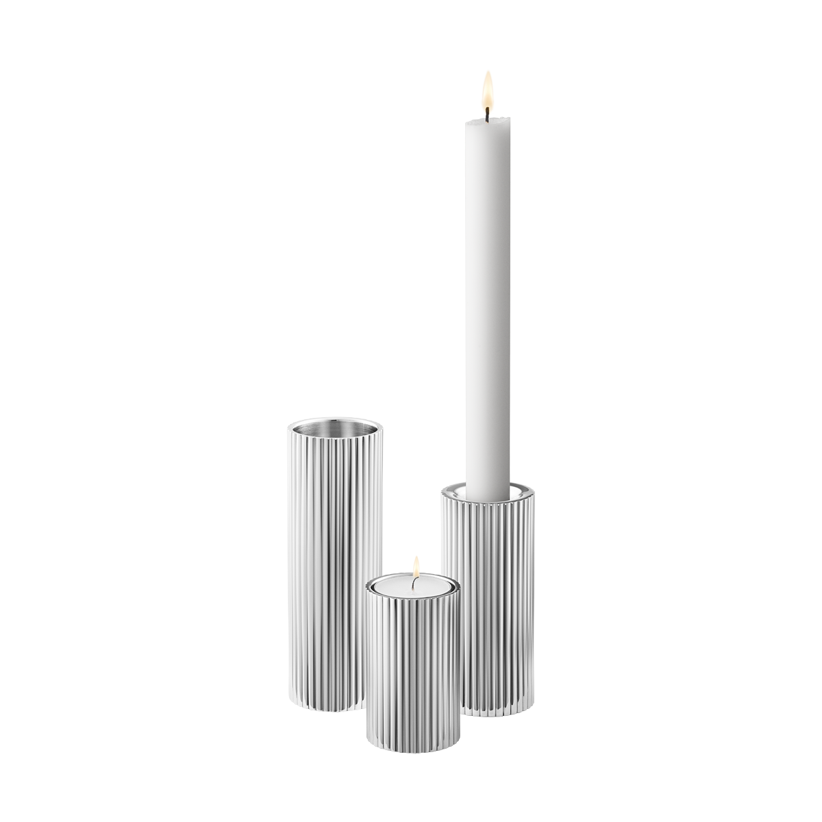 Maison Lipari Bernadotte Tealight & Candleholder Set of 3 - Silver  GEORG JENSEN.