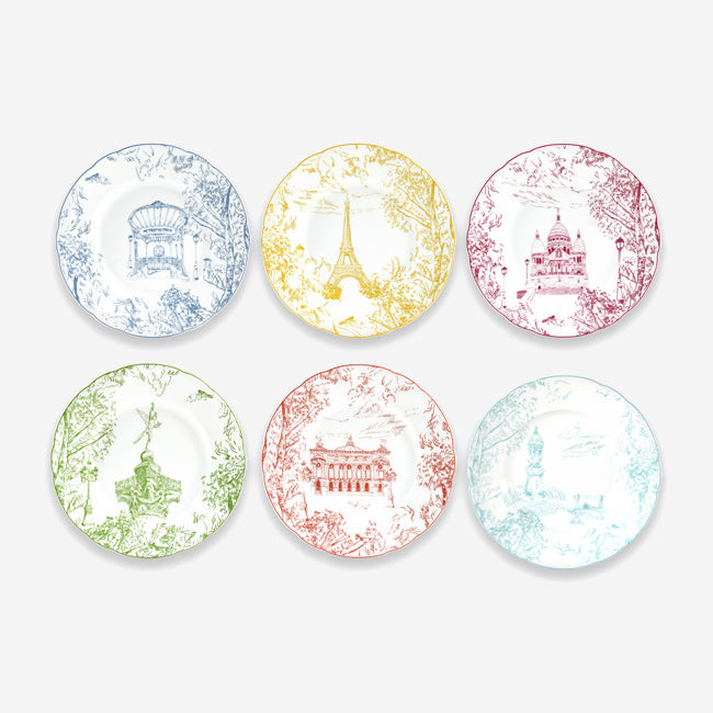 Maison Lipari Tout Paris Salad Plates -Set of 6 Assorted - Multicolour  BERNARDAUD.