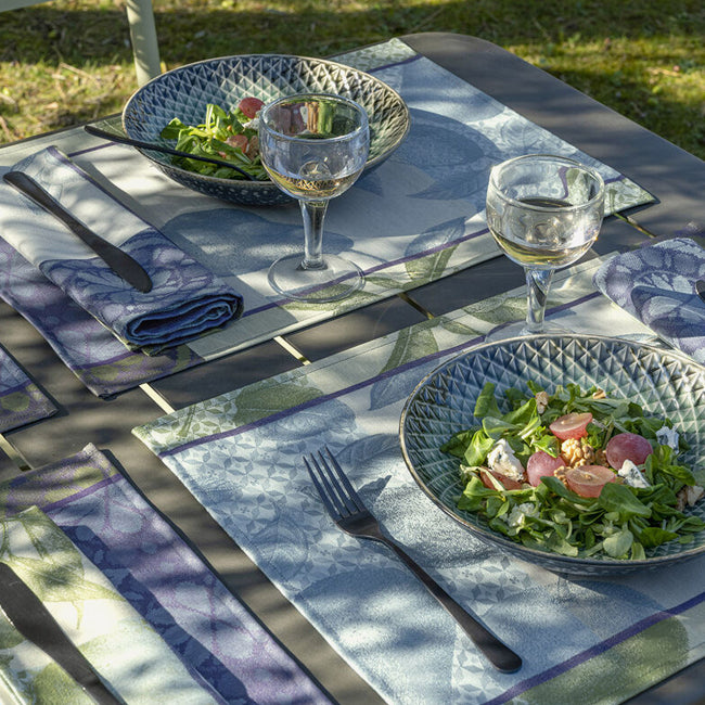 Le Jacquard Français | Set de Table Enduit Arrière-pays - Bleu