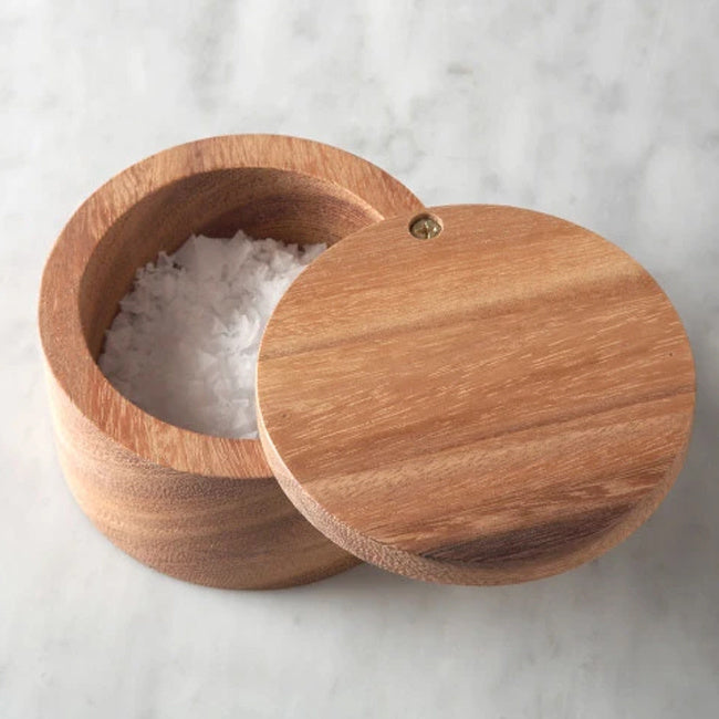 Maison Lipari Acacia Salt Cellar - Brown  IRONWOOD.