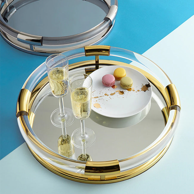 Maison Lipari Round Jacques Tray - Brass/Clear  JONATHAN ADLER.