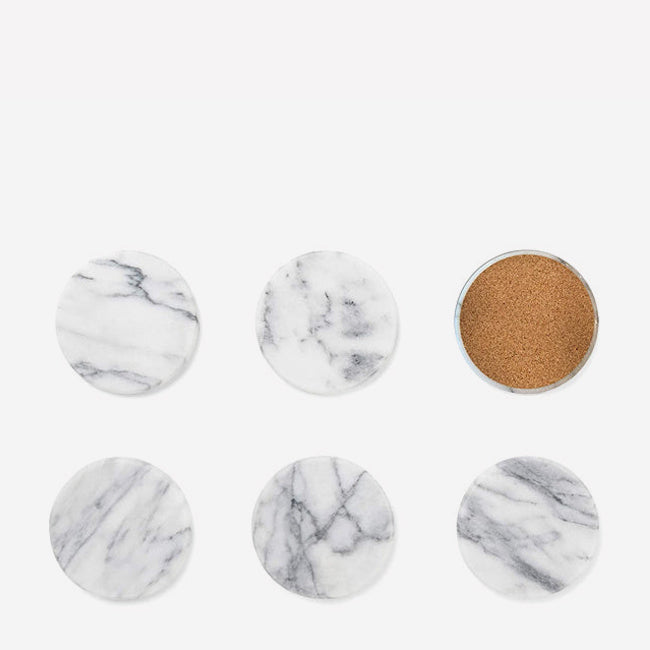 Maison Lipari White Marble Coasters Set of 6  FOX RUN.