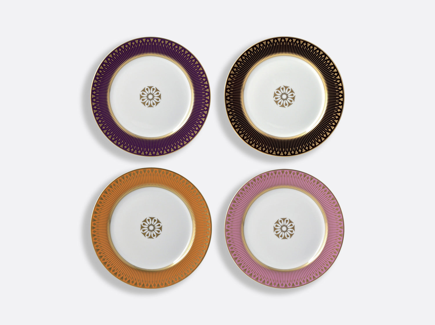 Maison Lipari BERNARDAUD Soleil Levant Assorted Salad Plates Set of 4 D: 8.5 in BERNARDAUD.