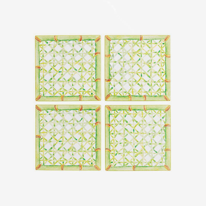 Caspari | 4 Sous-verres en Laque Vert Treillis