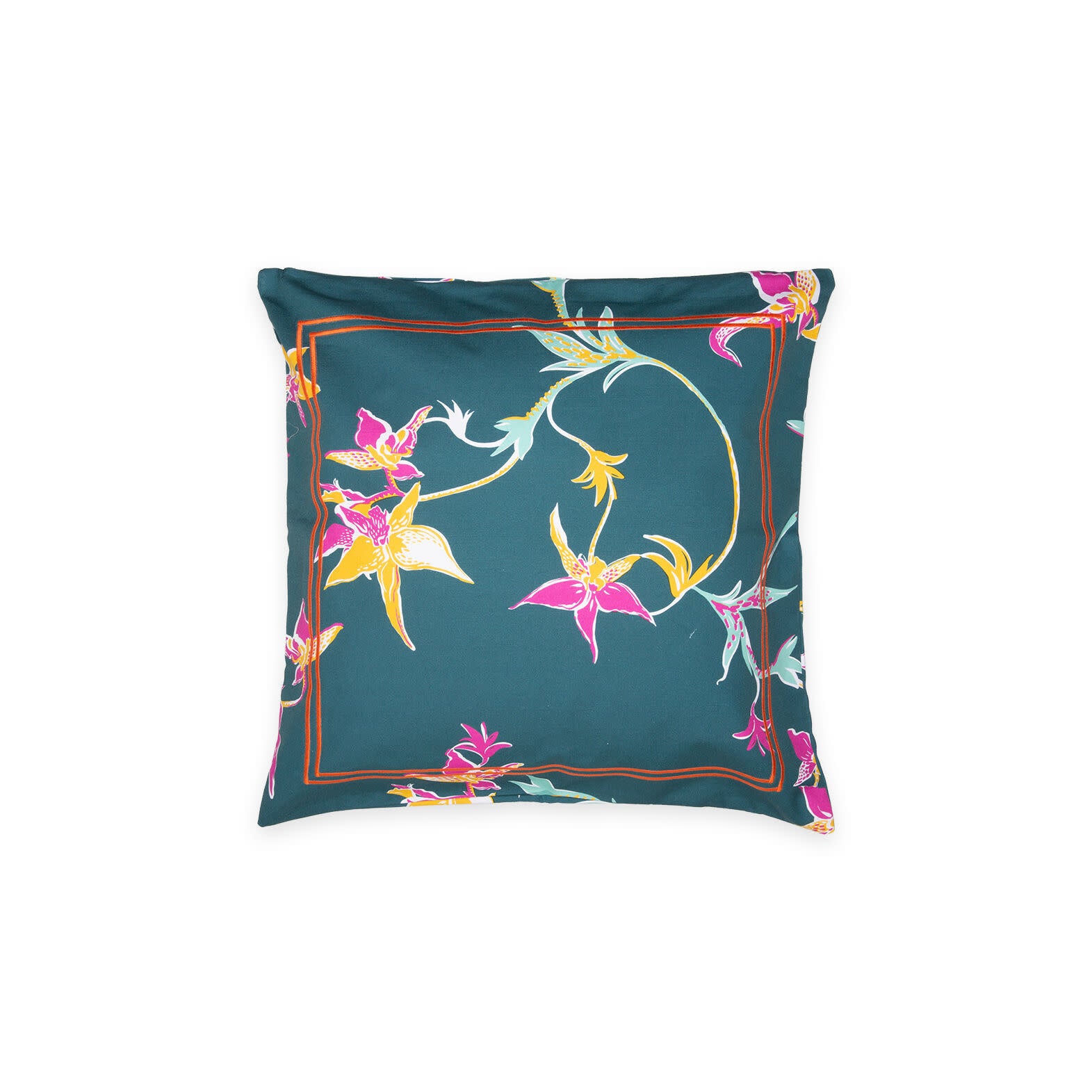 Maison Lipari LA DOUBLE J Cushion | Cotone Liverpool | Orchidee Petrolio | 50x50 cm  LA DOUBLE J.