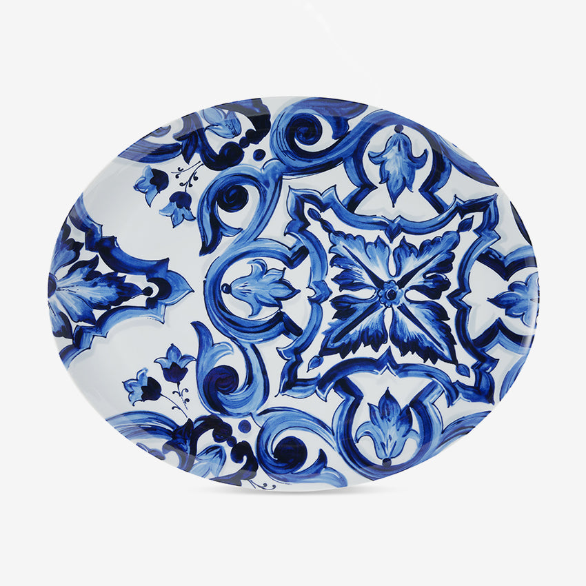 Dolce & Gabbana Casa | Blue Mediterraneo Fiore Oval Serving Plate