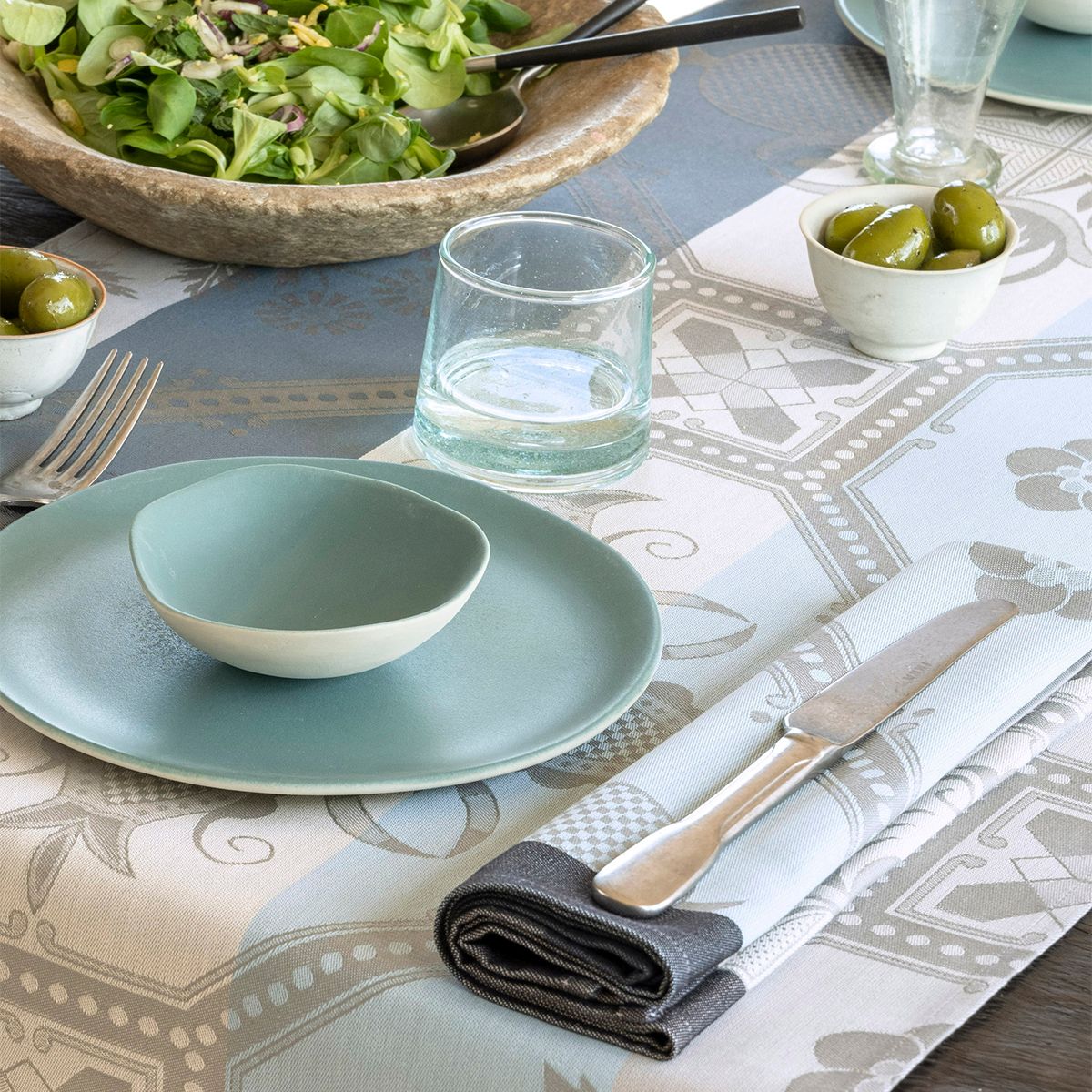 Le Jacquard Français | Set de Table Enduit Hacienda - Bleu