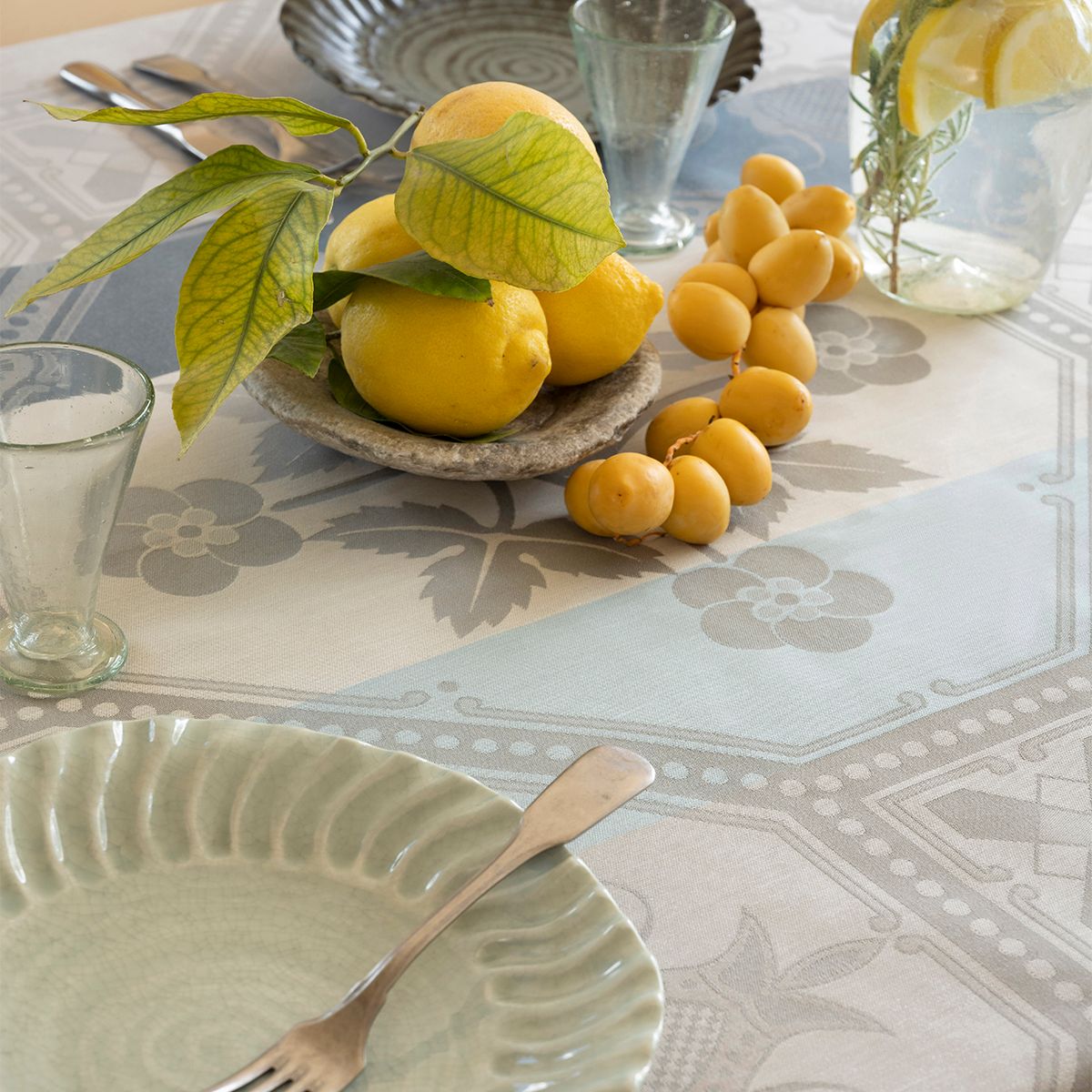 Le Jacquard Français | Hacienda Coated Tablecloth - Blue - 69"X126"