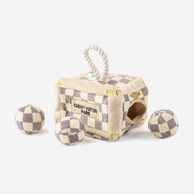 Maison Lipari Checker Chewy Vuiton Trunk Dog Toy - Brown  HAUTE DIGGITY DOG.
