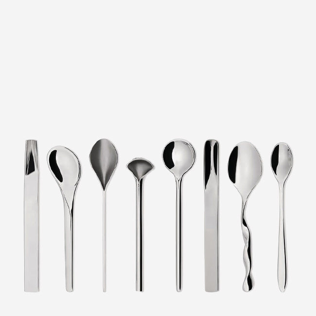 Maison Lipari Assorted Coffee Spoon Set of 8 - Silver  ALESSI.