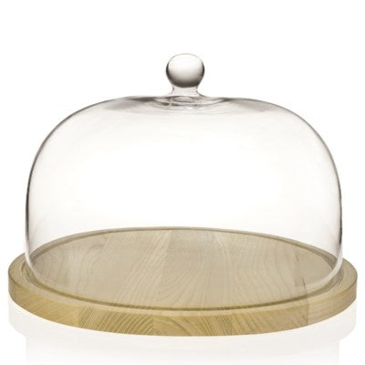 Maison Lipari RCR Wood Serving Board With Glass Dome  RCR.