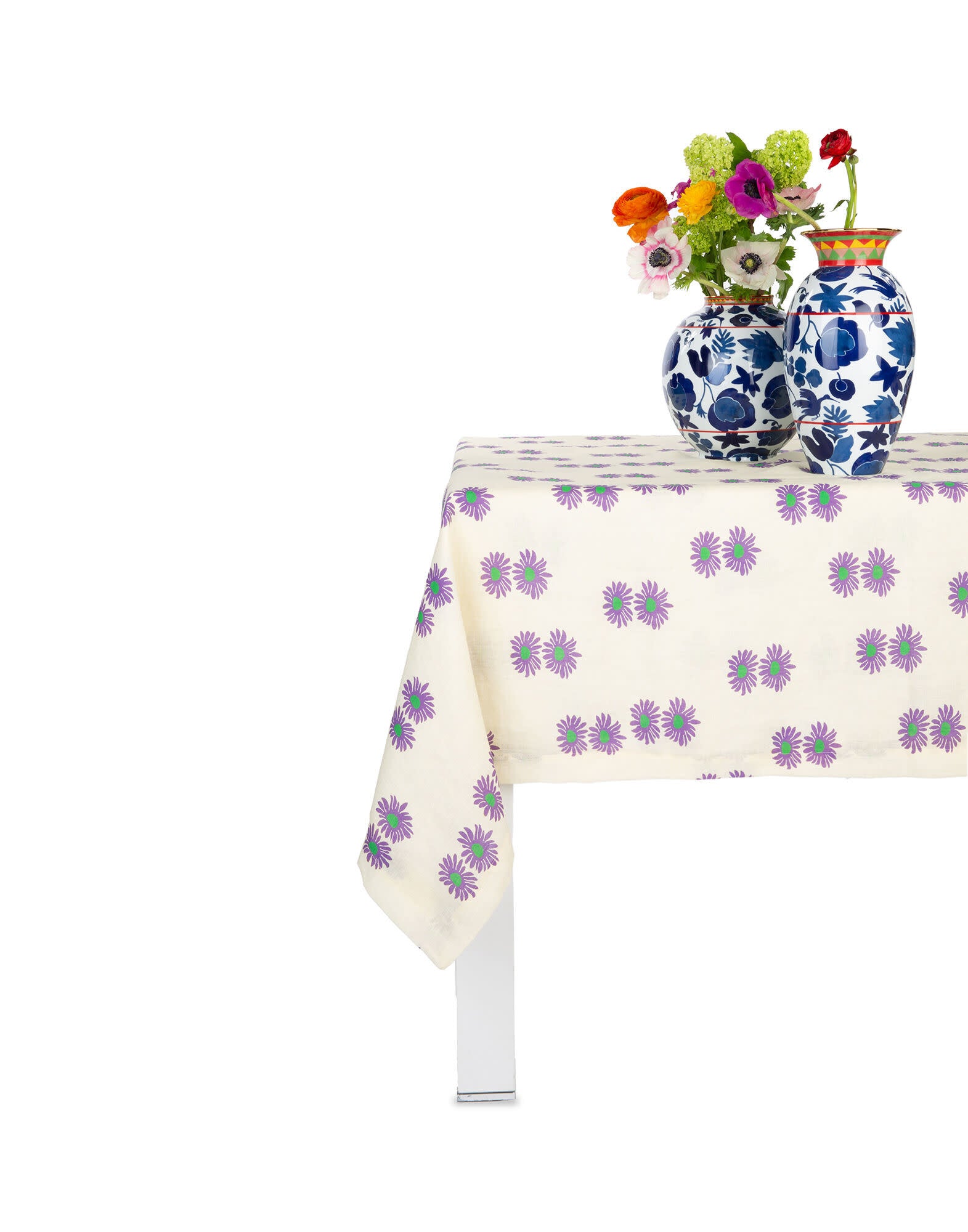 Maison Lipari LA DOUBLE J Small Tablecloth | Linen | Margherita Viola | 180x180 cm  LA DOUBLE J.