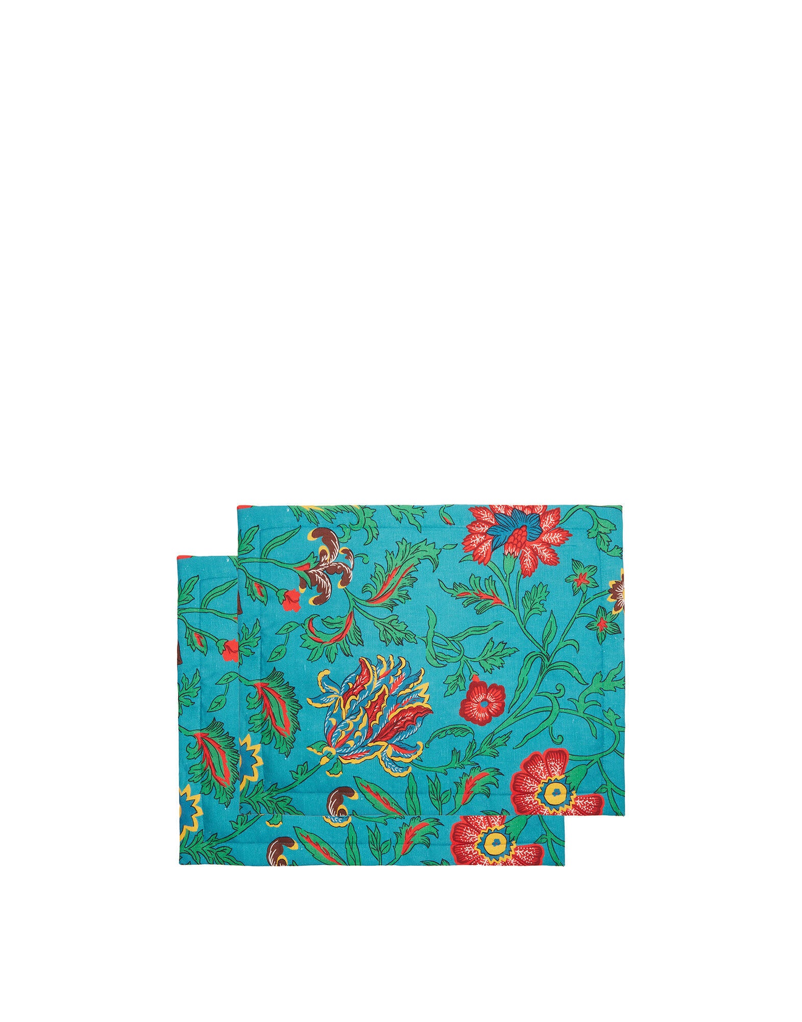 Maison Lipari LA DOUBLE J Placemat Set of 2 | Linen | Dragon Flower Turchese | 35x45 cm  LA DOUBLE J.