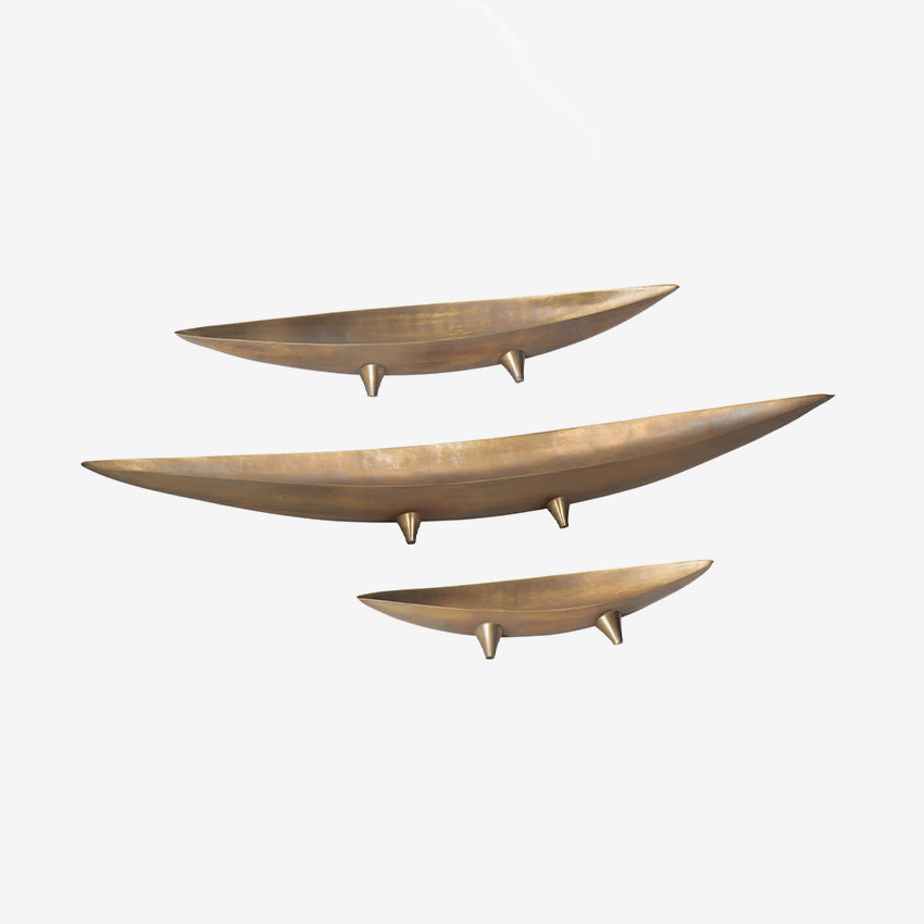 Torre & Tagus | Leaf Hammered 3 Piece Boat Bowls Set