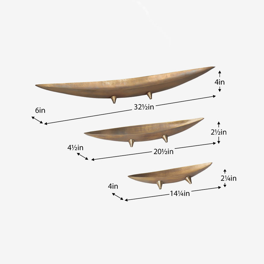 Torre & Tagus | Leaf Hammered 3 Piece Boat Bowls Set
