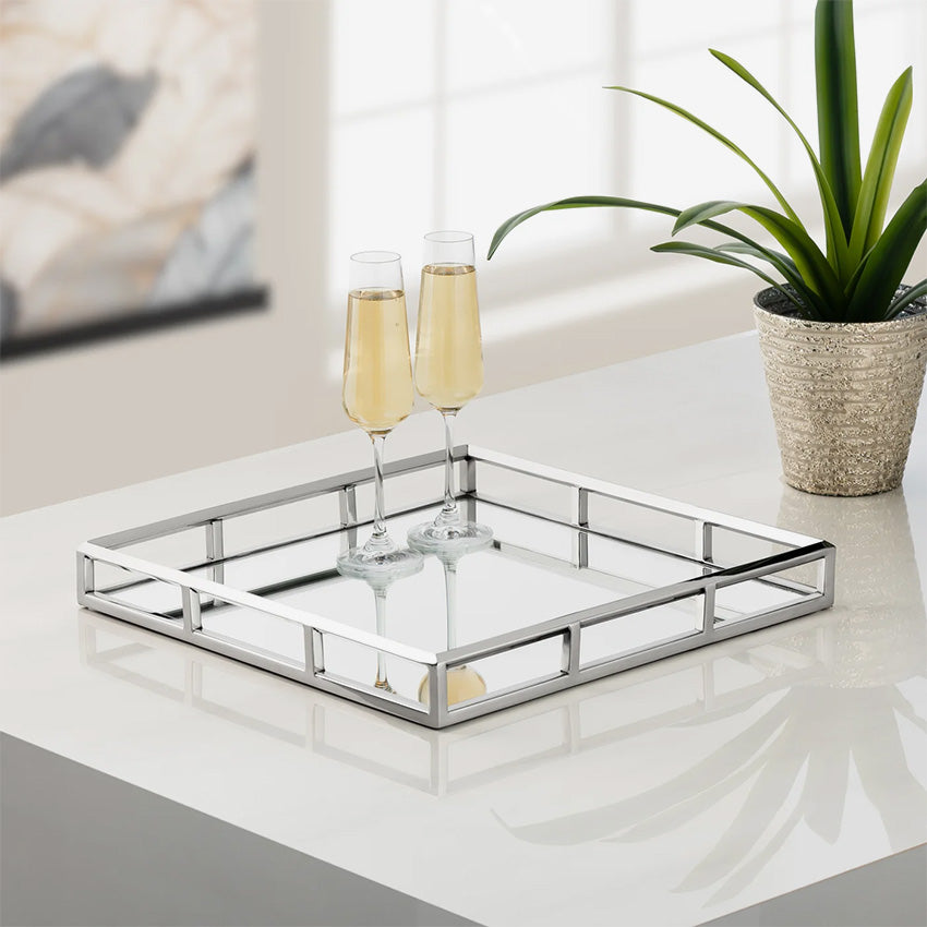 Torre & Tagus | Lux Angle Edge Stainless Steel Mirror Tray
