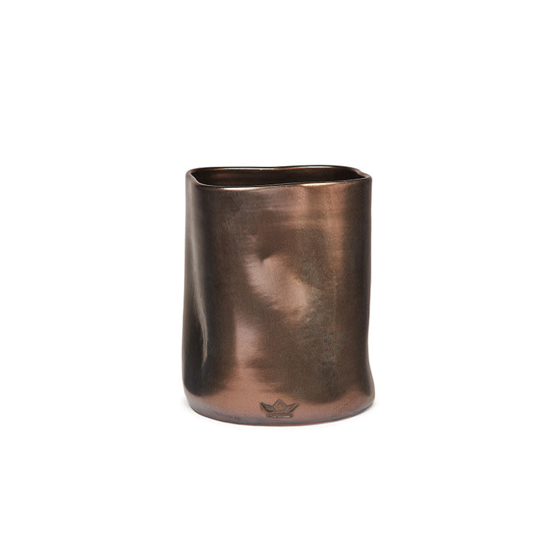 Maison Lipari Dented Crock Utensil Holder | Platinum Matte Ceramic D: 14.5 cm H: 19 cm  DUTCH DELUXES.