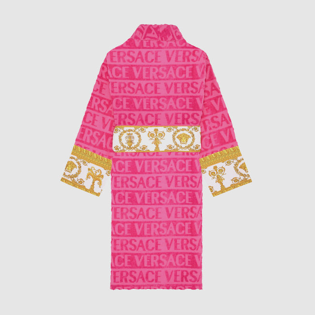 Maison Lipari I Love Baroque Bathrobe  - Pink & White  VERSACE HOME.