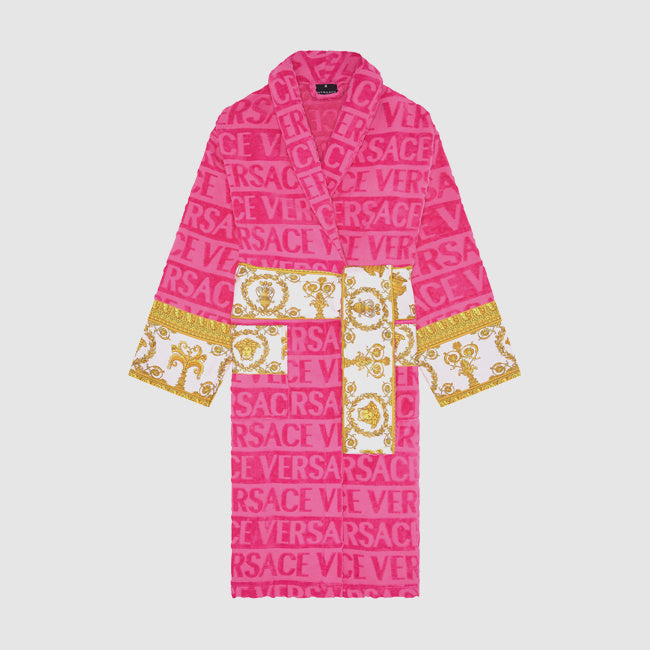 Maison Lipari I Love Baroque Bathrobe  - Pink & White  VERSACE HOME.