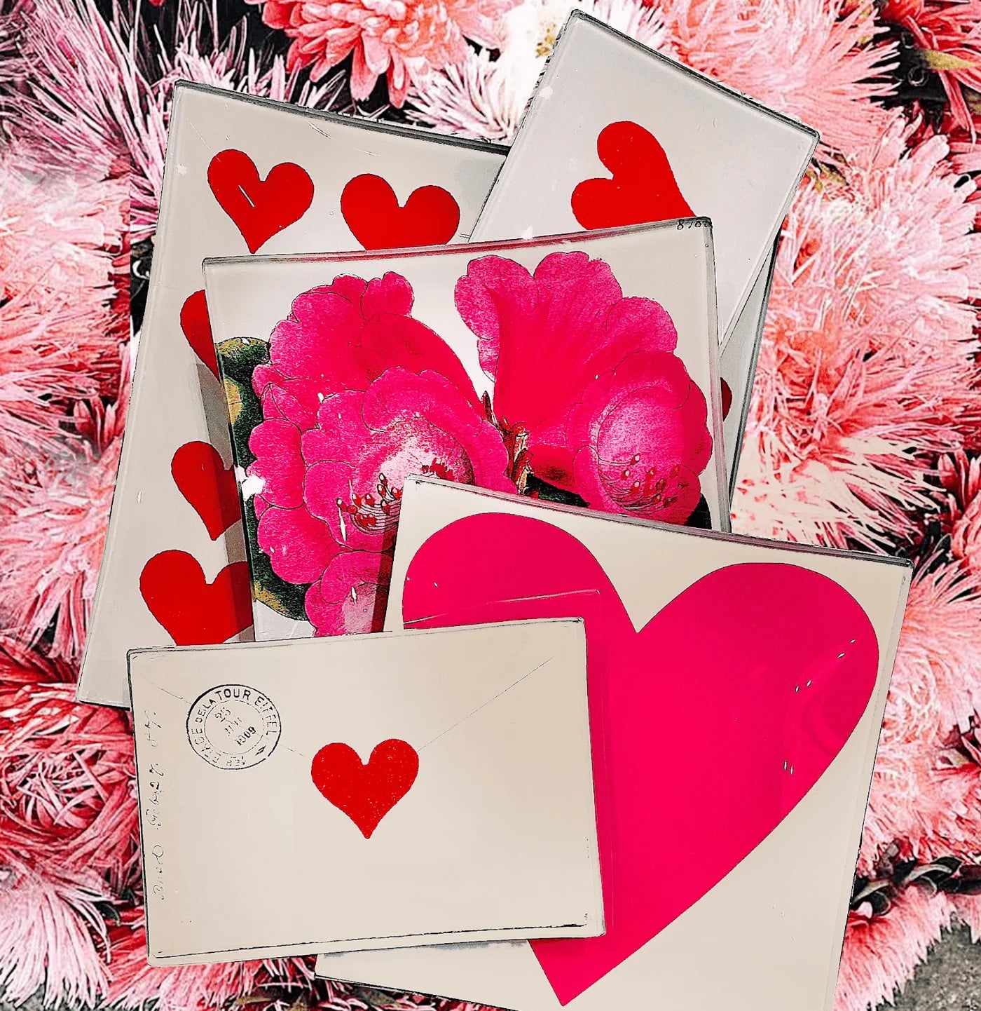 Ben's Garden | French Envelope With Heart Decoupage Glass Tray