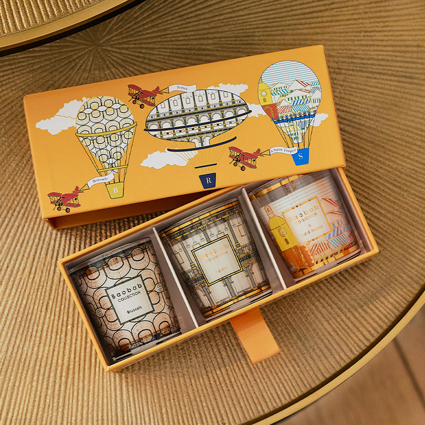 Baobab Collection | Trio Travel Candles - Brussels & Roma & Saint-Tropez