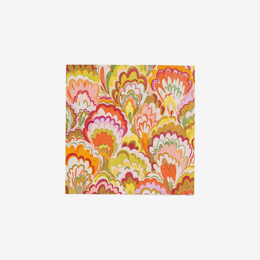 Caspari | Marbled Ceramica Raspberry & Chartreuse Napkin
