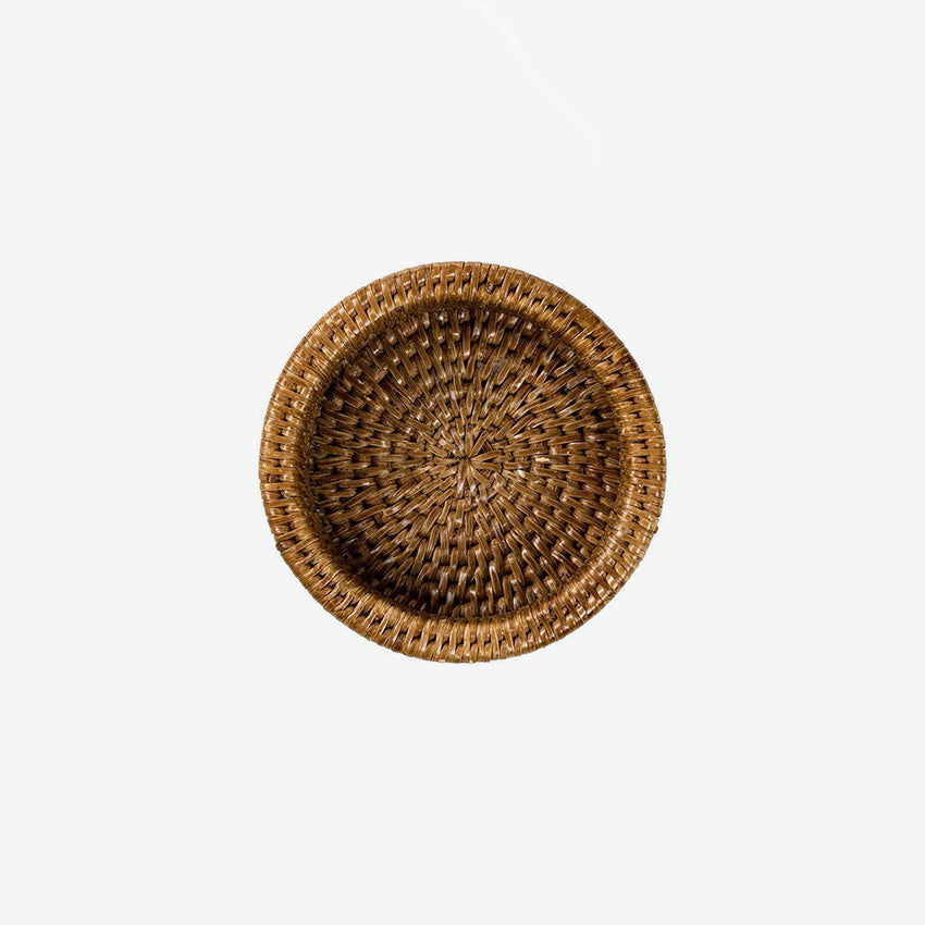 Caspari | Rattan Wine Bottle Holder Coaster