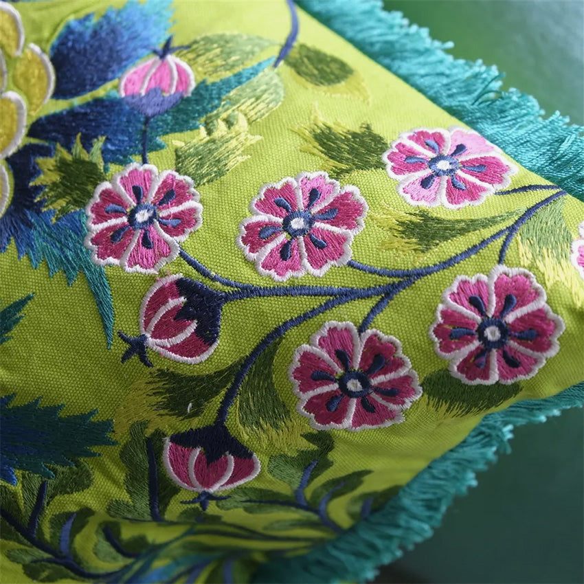 Christian Lacroix | Brocart Decoratif Embroidered Lime Cushion