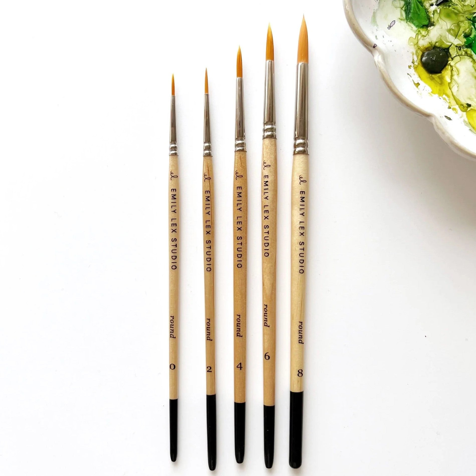 Emily Lex | Watercolour Paintbrush - Set Of 5 Wood Brushes