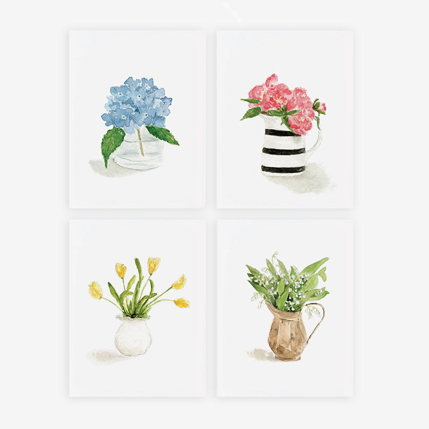 Emily Lex | Cartes de Souhaits Flower Assorted - Ensemble de 8