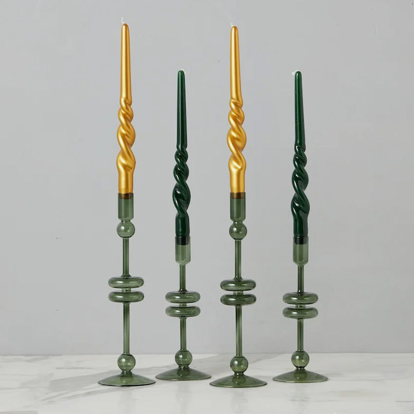 etúHOME | Lacquer Tall Twisted Taper Candles - Set of 2