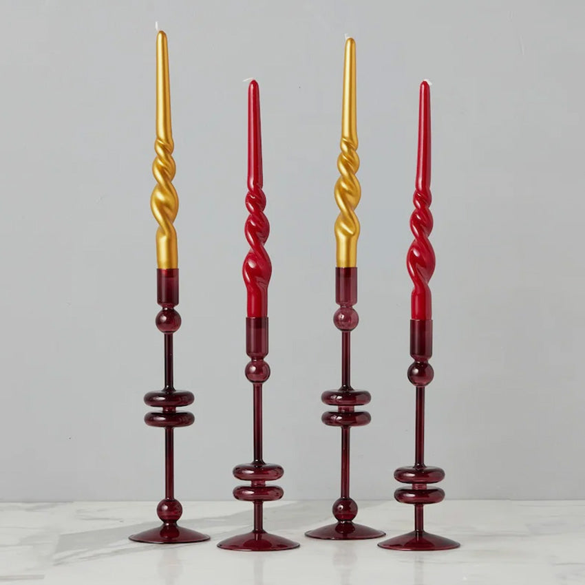 etúHOME | Lacquer Tall Twisted Taper Candles - Set of 2