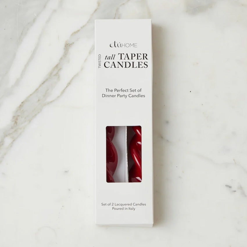 etúHOME | Lacquer Tall Twisted Taper Candles - Set of 2