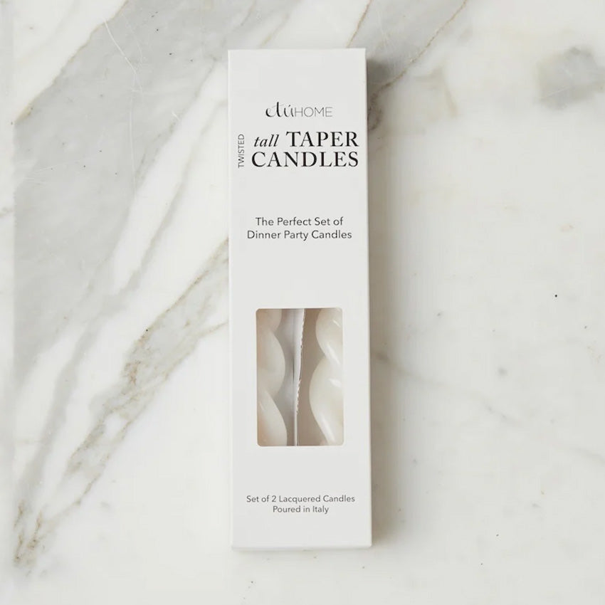 etúHOME | Lacquer Tall Twisted Taper Candles - Set of 2