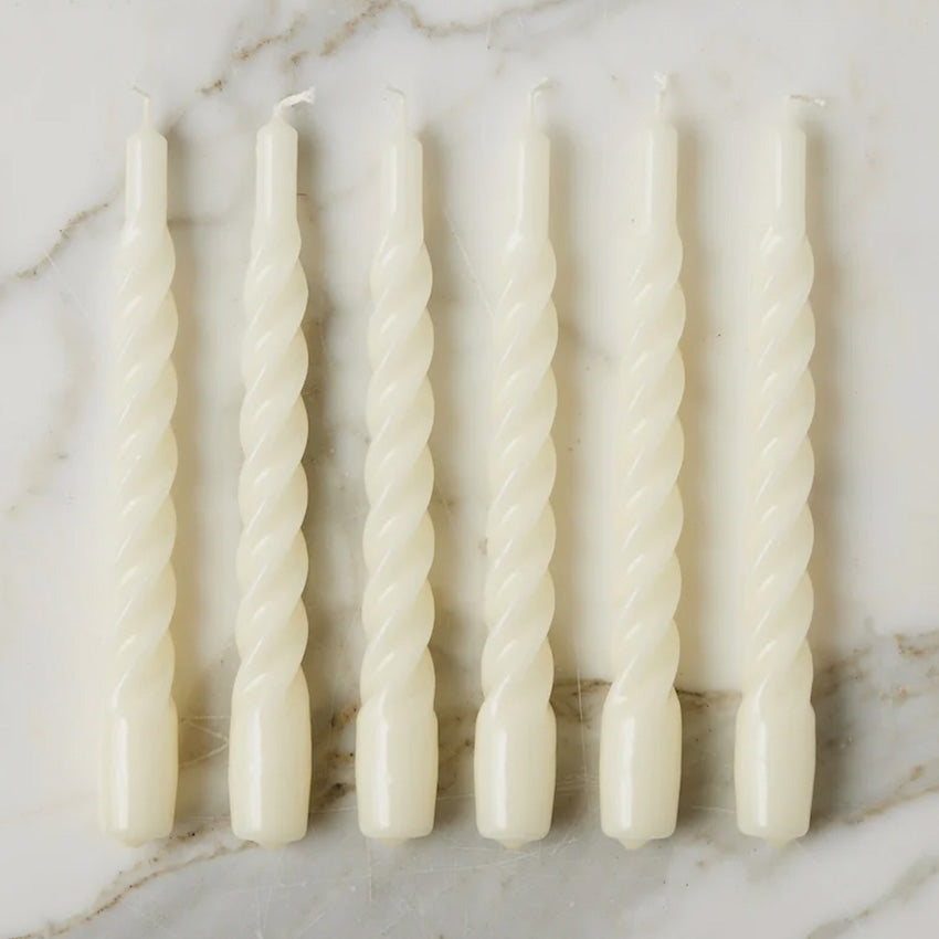 etúHOME | Lacquer Twisted Taper Candles - Set of 6