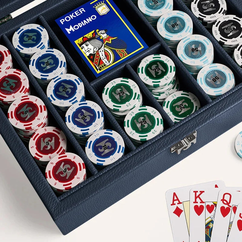 Hector Saxe | Ensemble de poker en cuir grainé – 240 jetons