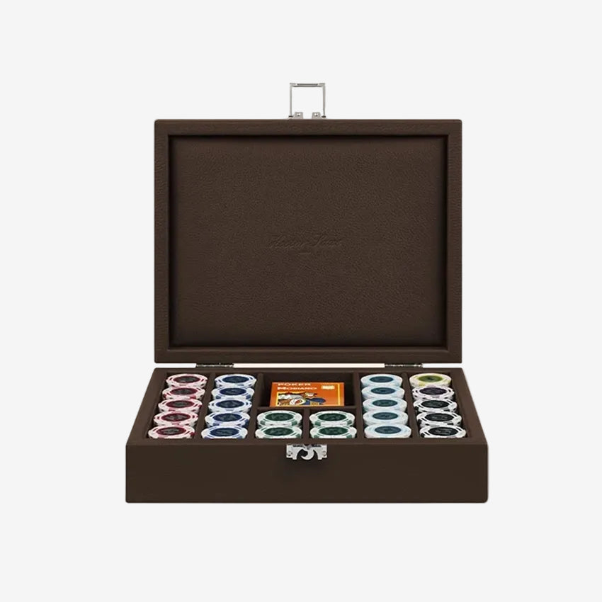 Hector Saxe | Ensemble de poker en cuir grainé – 240 jetons