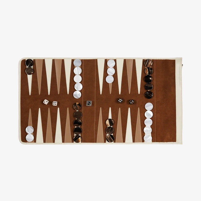 Hector Saxe | Backgammon de voyage Victor en tissu - Velours