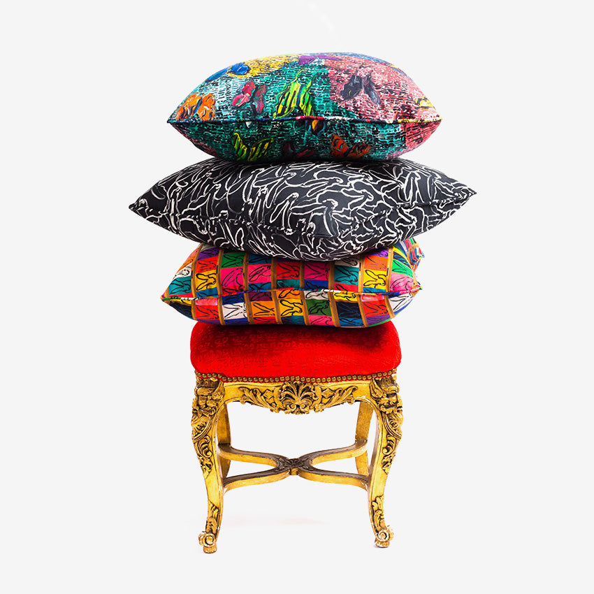Hunt Slonem | Rabbit Run Black Cotton Pillow