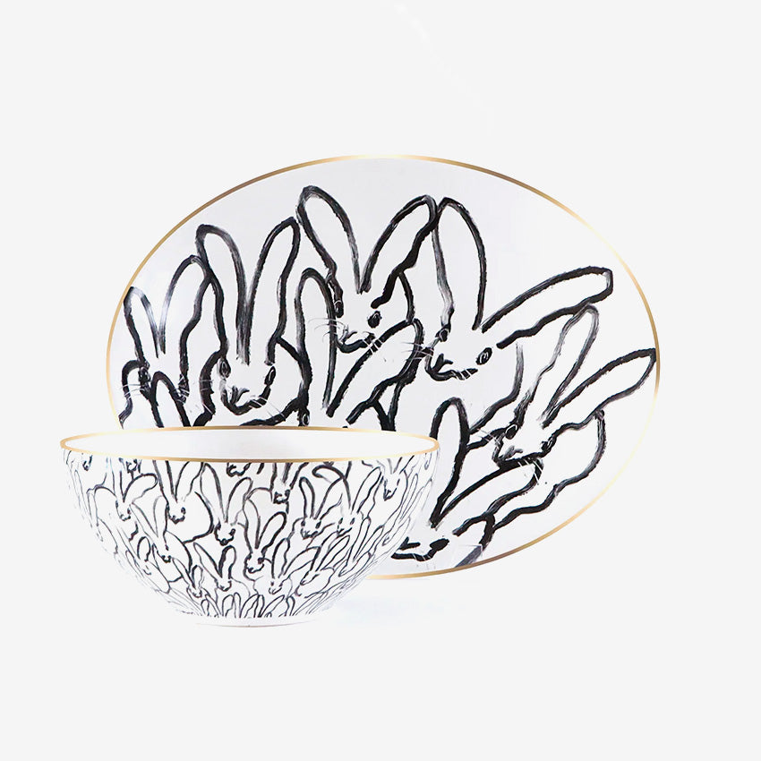 Hunt Slonem | Rabbit Run White Serving Platter